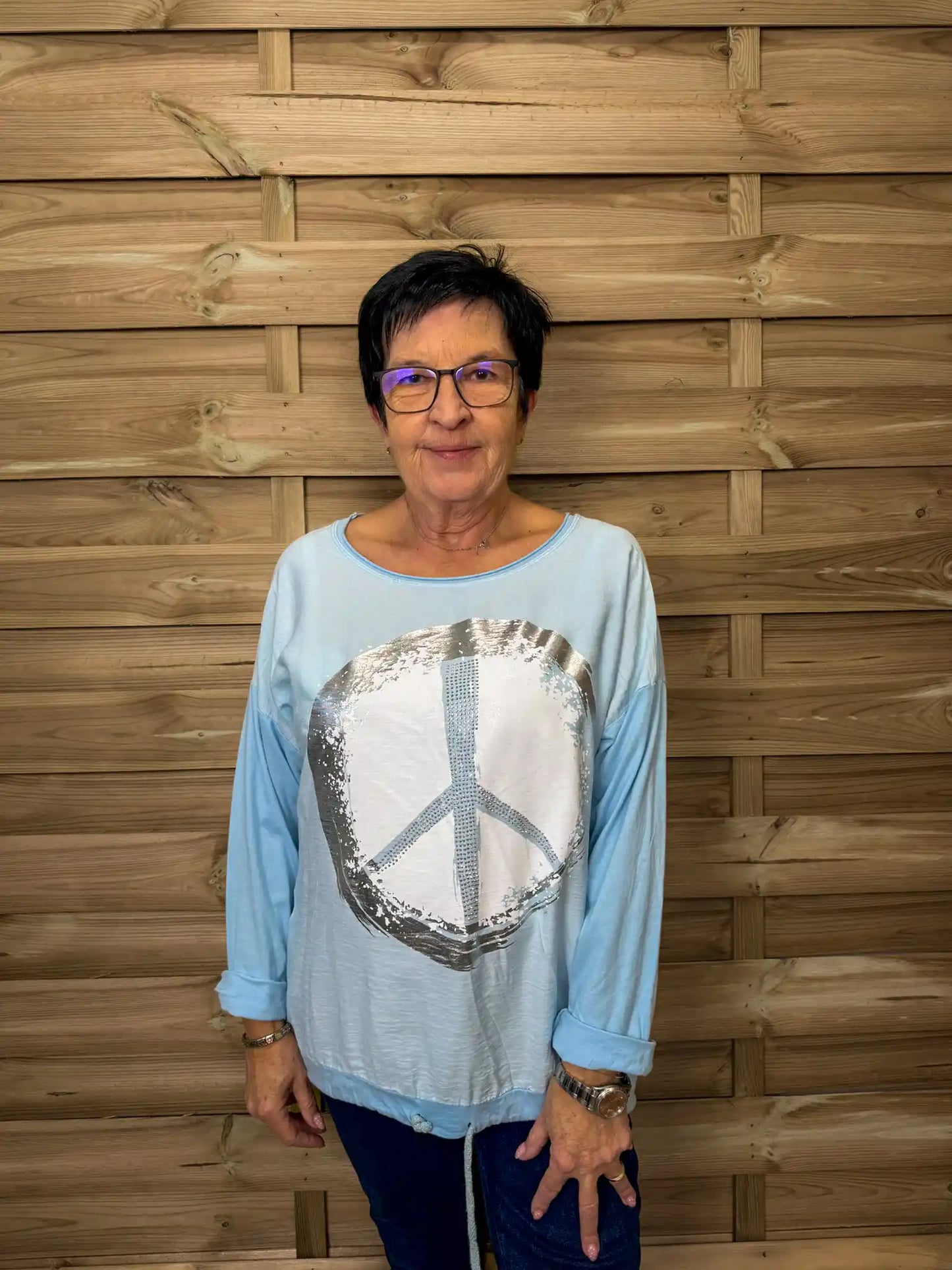 Langarmshirt "Peace" Hellblau