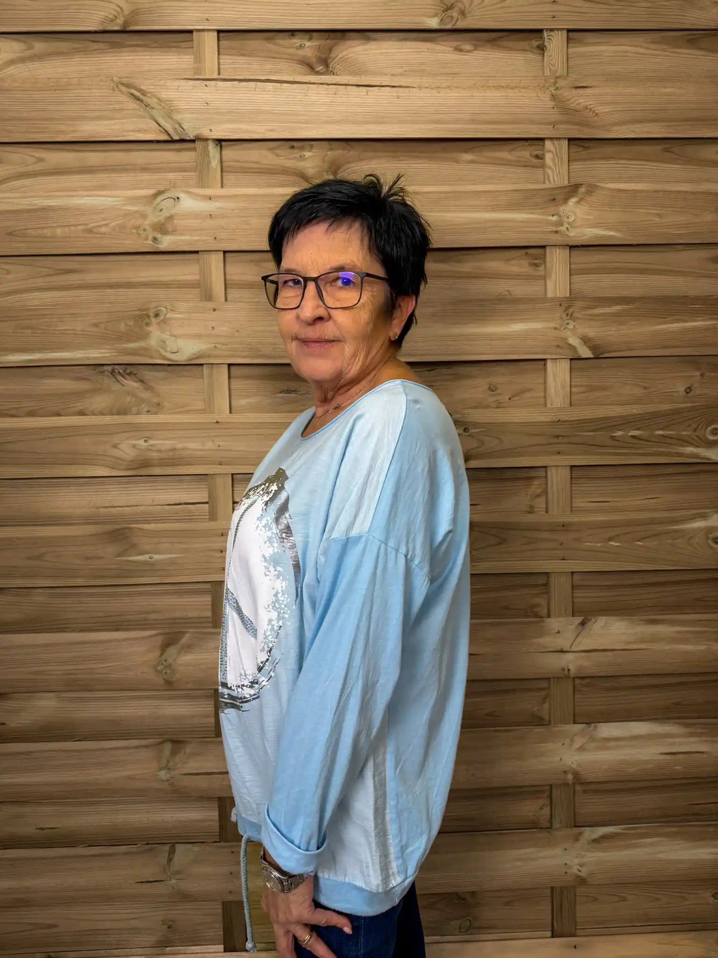 Langarmshirt "Peace" Hellblau