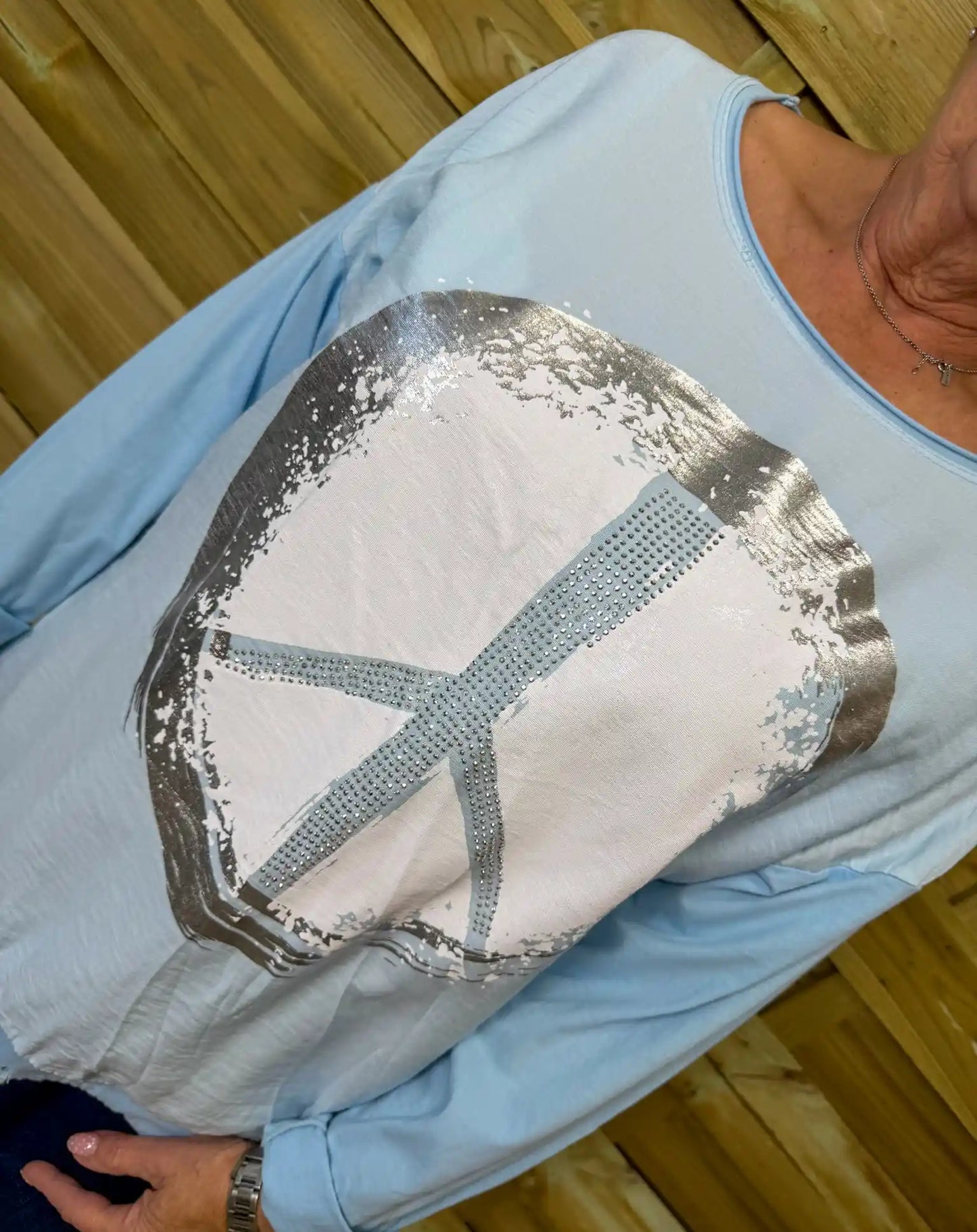 Langarmshirt "Peace" Hellblau