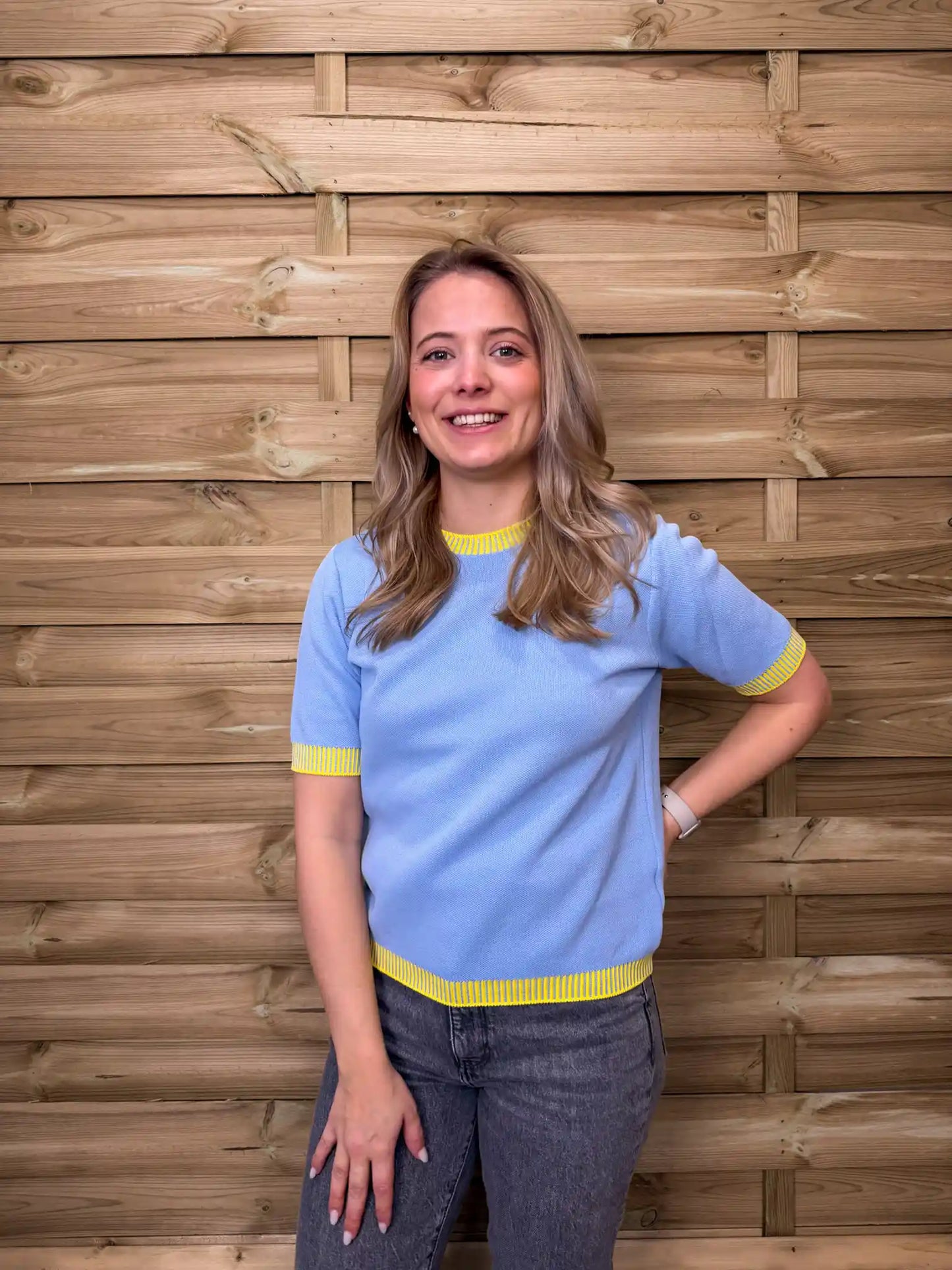 Shirt "Happy Knit" Hellblau