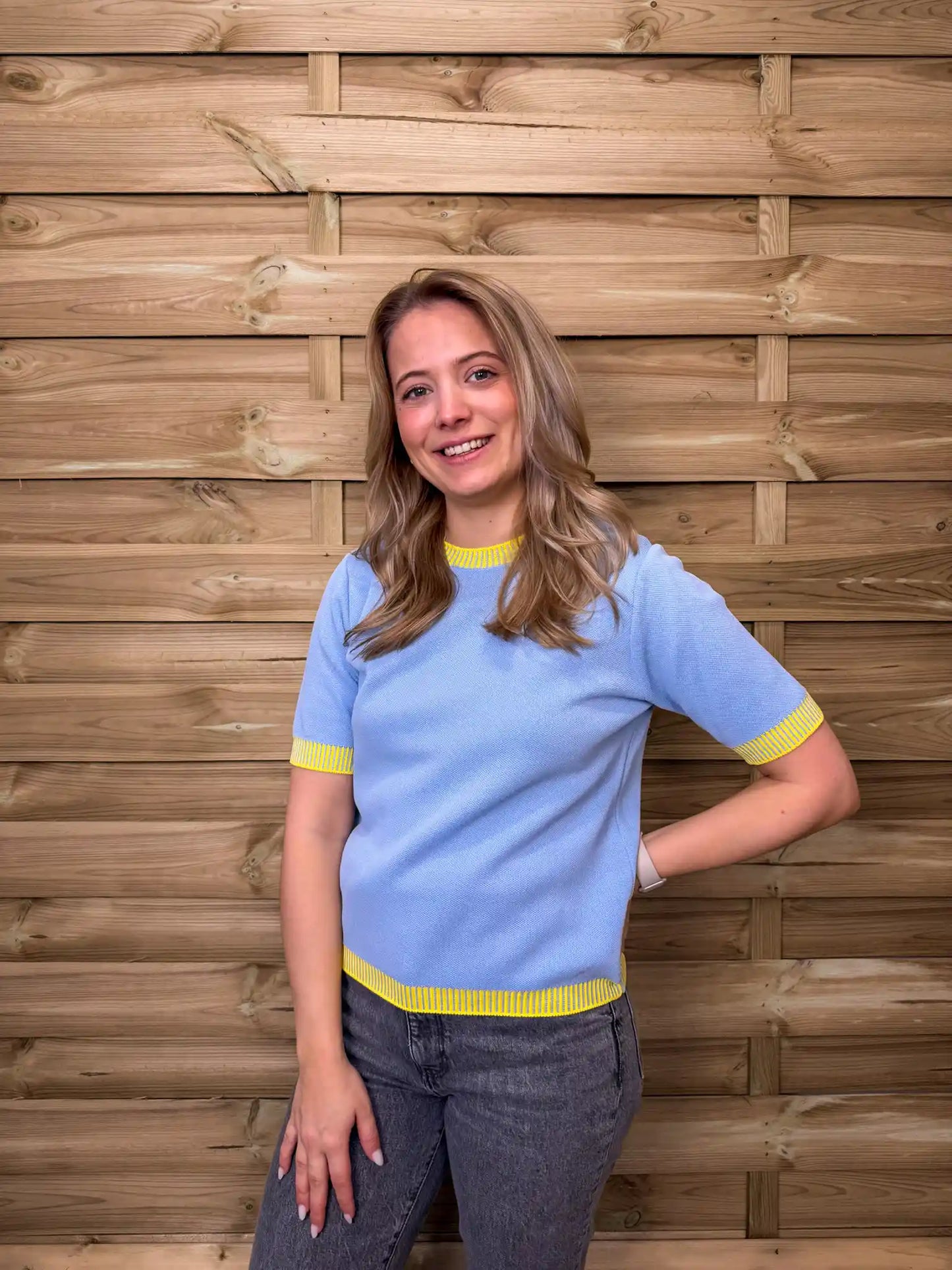 Shirt "Happy Knit" Hellblau