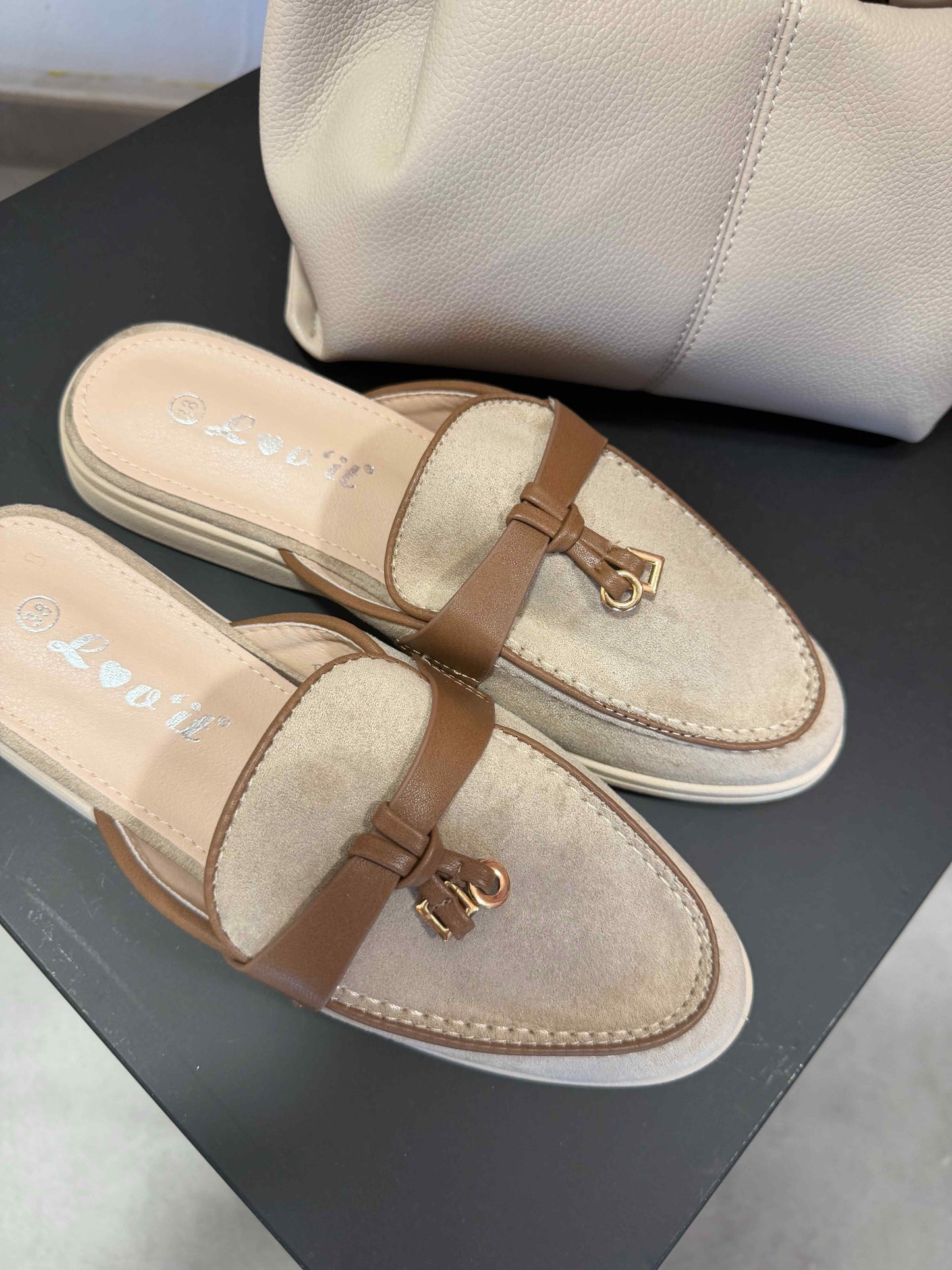 Loafer-Mules "Latte"
