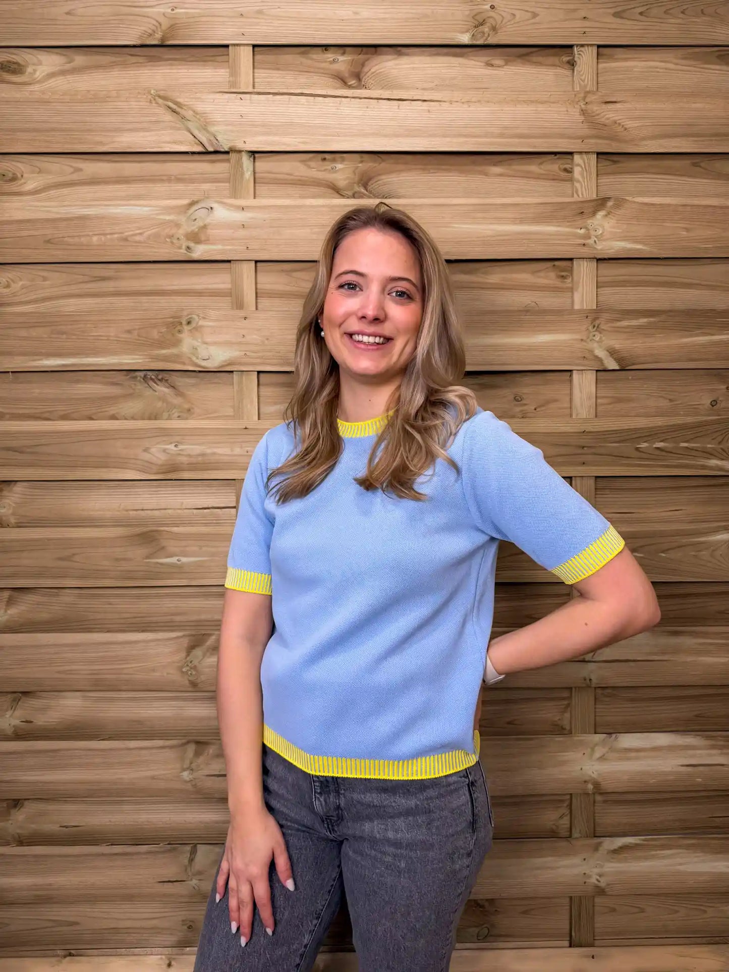 Shirt "Happy Knit" Hellblau