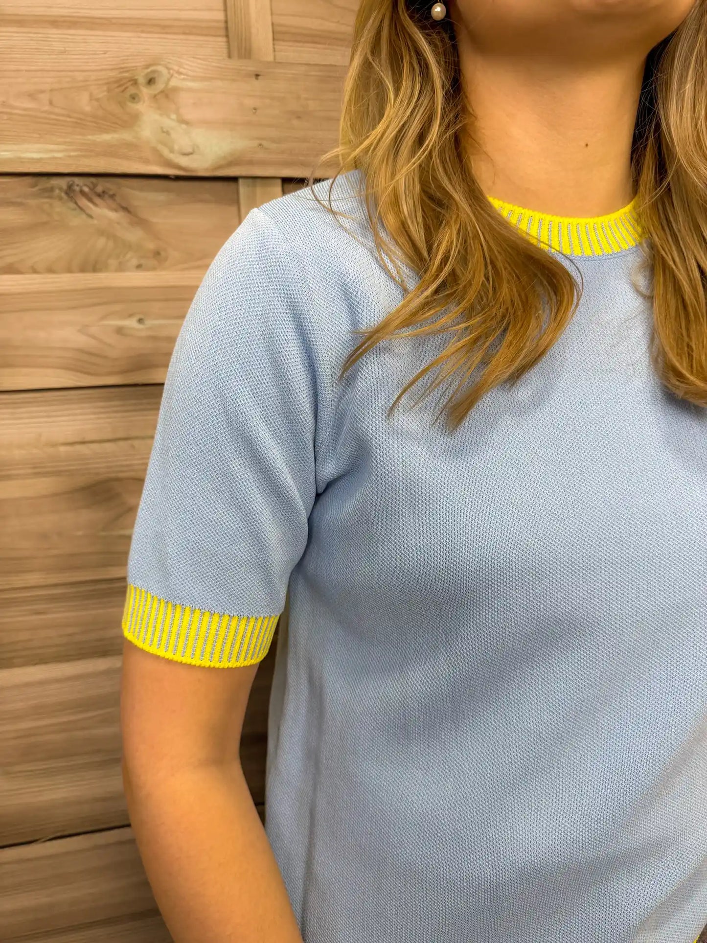 Shirt "Happy Knit" Hellblau