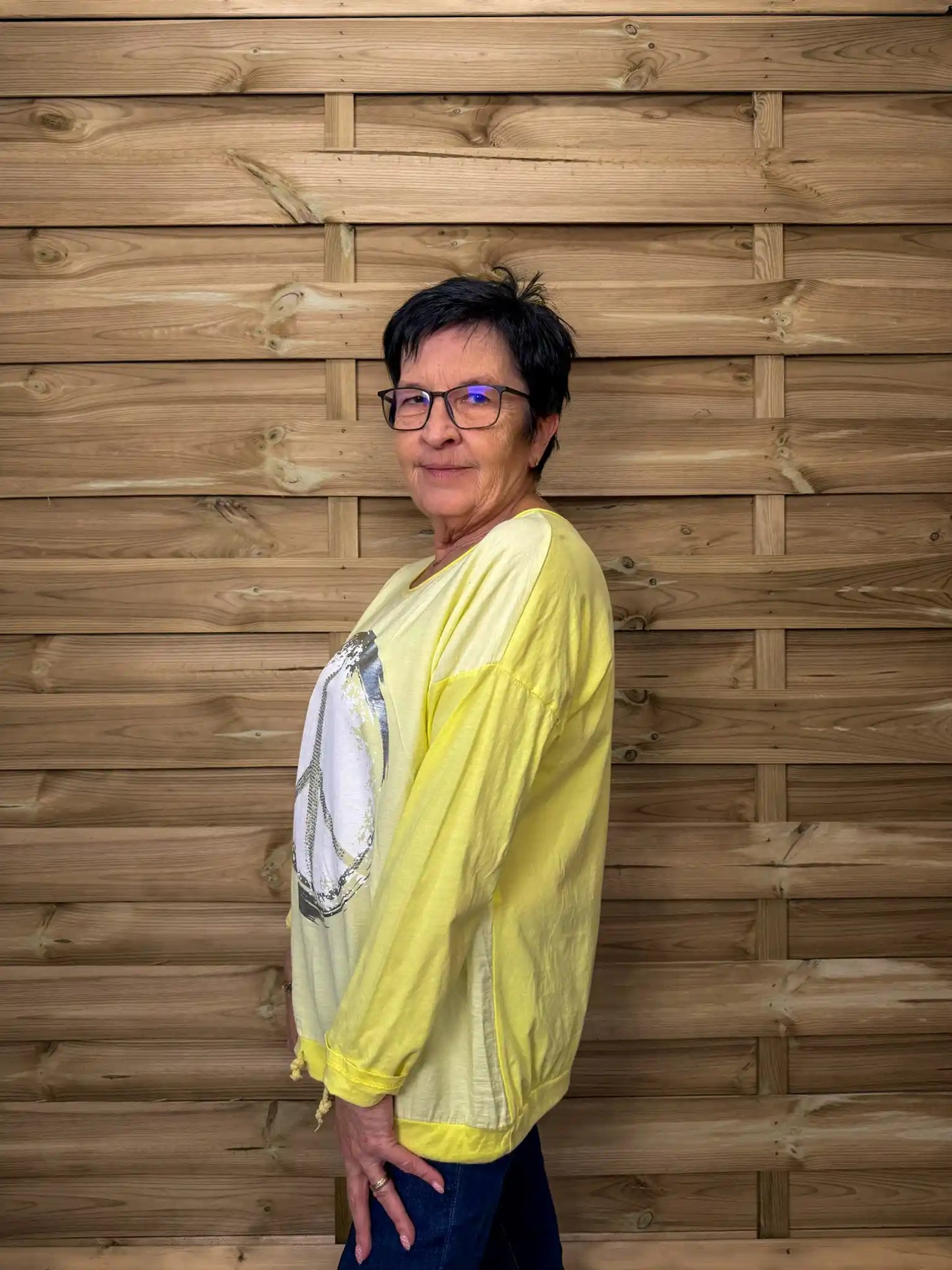 Langarmshirt "Peace" Pastellgelb