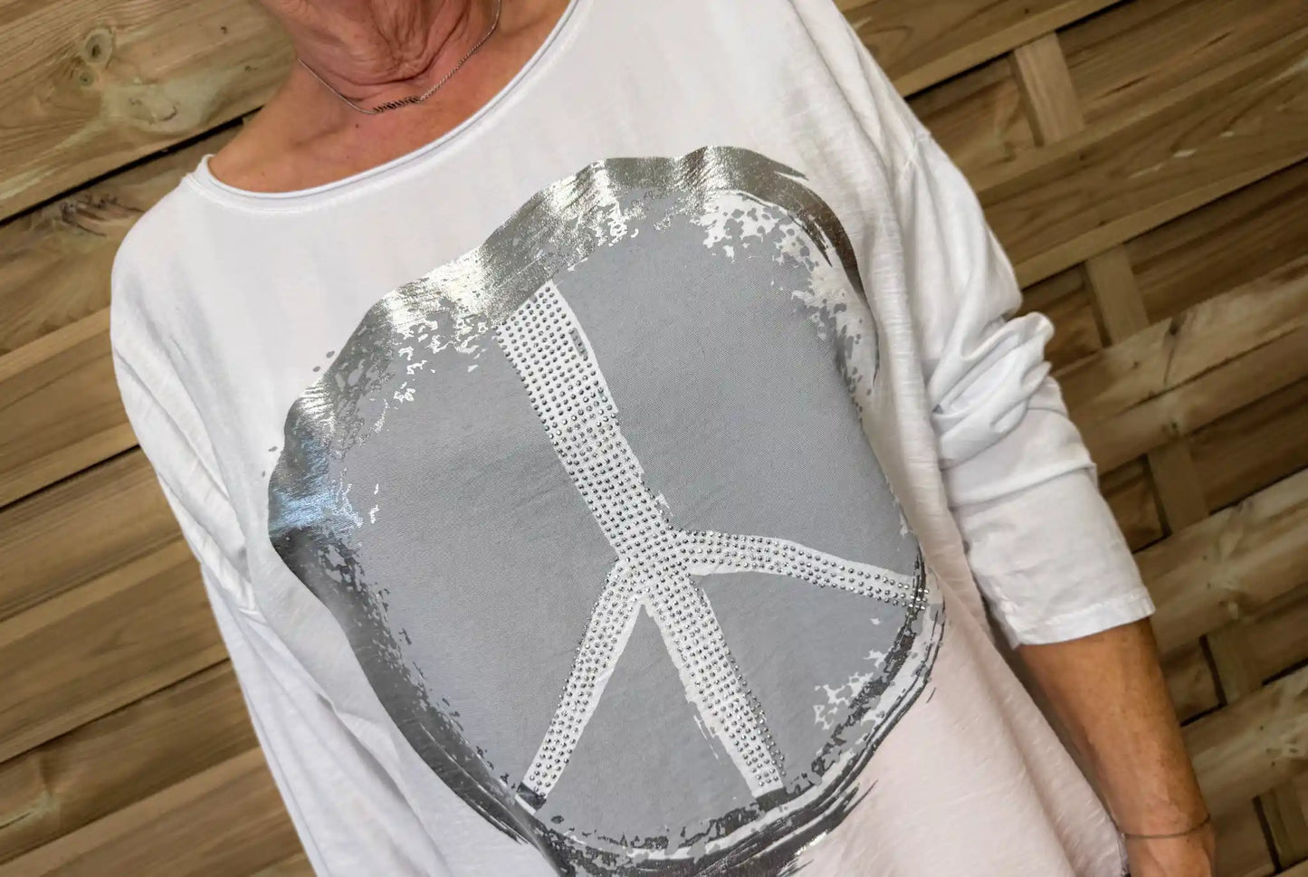 Langarmshirt "Peace" Weiß