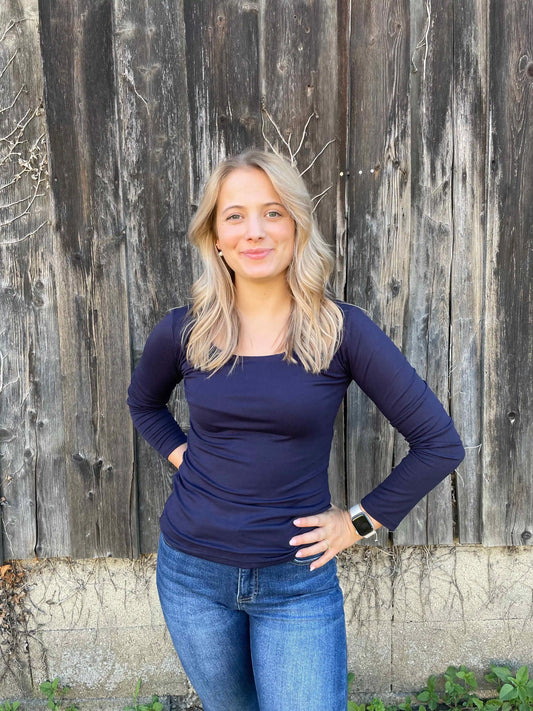 Basic-Langarmshirt I Dunkelblau
