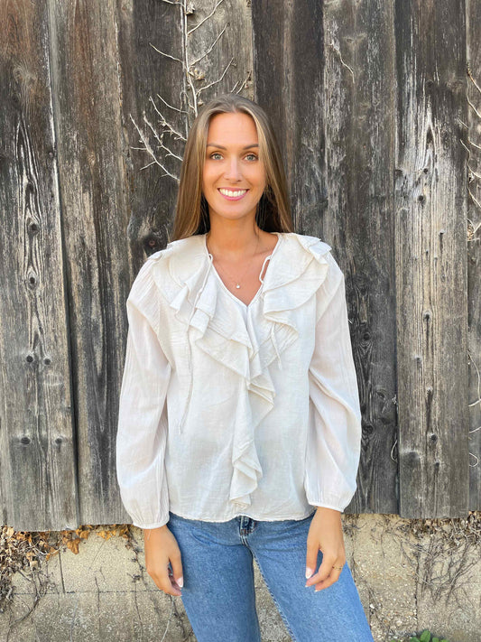 Bluse "Volant Vibes" Beige