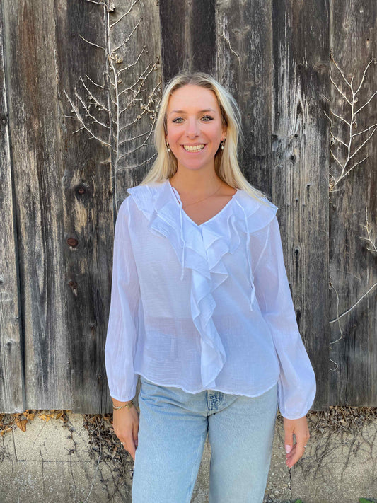 Bluse "Volant Vibes" Weiß