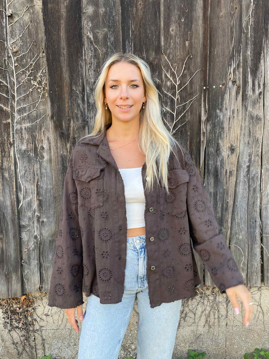 Jacke "Boho Bloom" Schokobraun