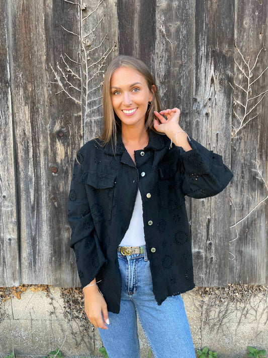 Jacke "Boho Bloom" Schwarz