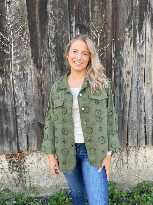 Jacke "Boho Bloom" Olivegrün