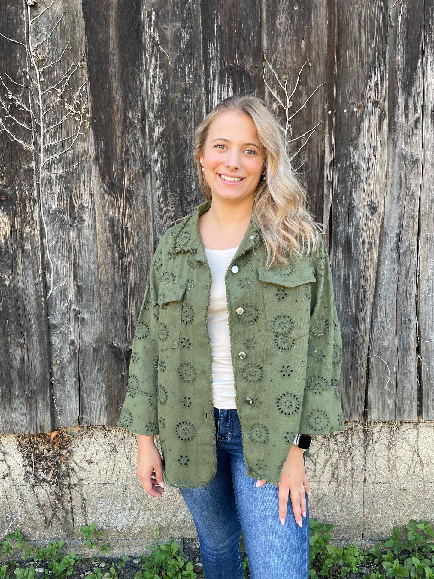 Jacke "Boho Bloom" Olivegrün