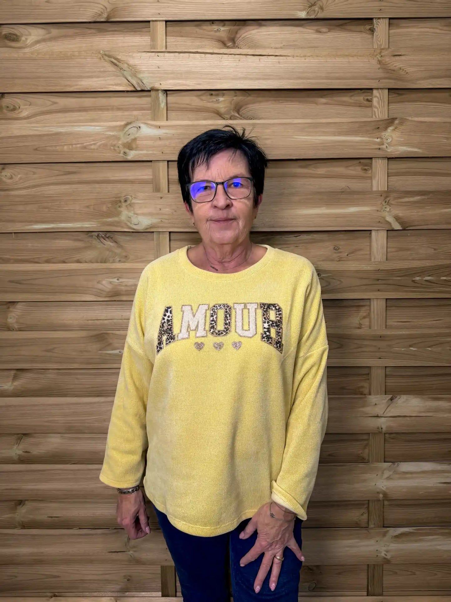 Pullover "Amour" Pastellgelb