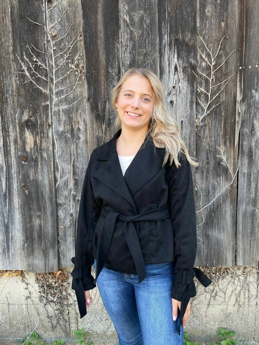 Trenchjacke "Velvet" Schwarz