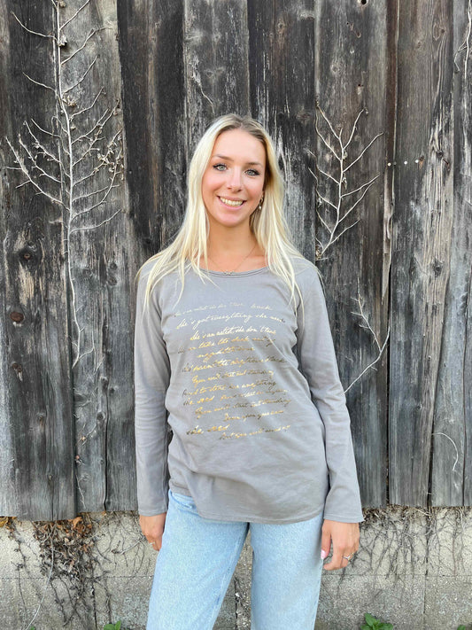 Langarmshirt "Letter" Taupe