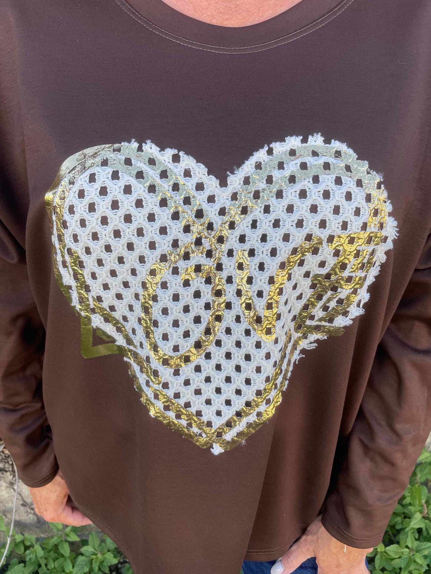Pullover "Love" Schokobraun