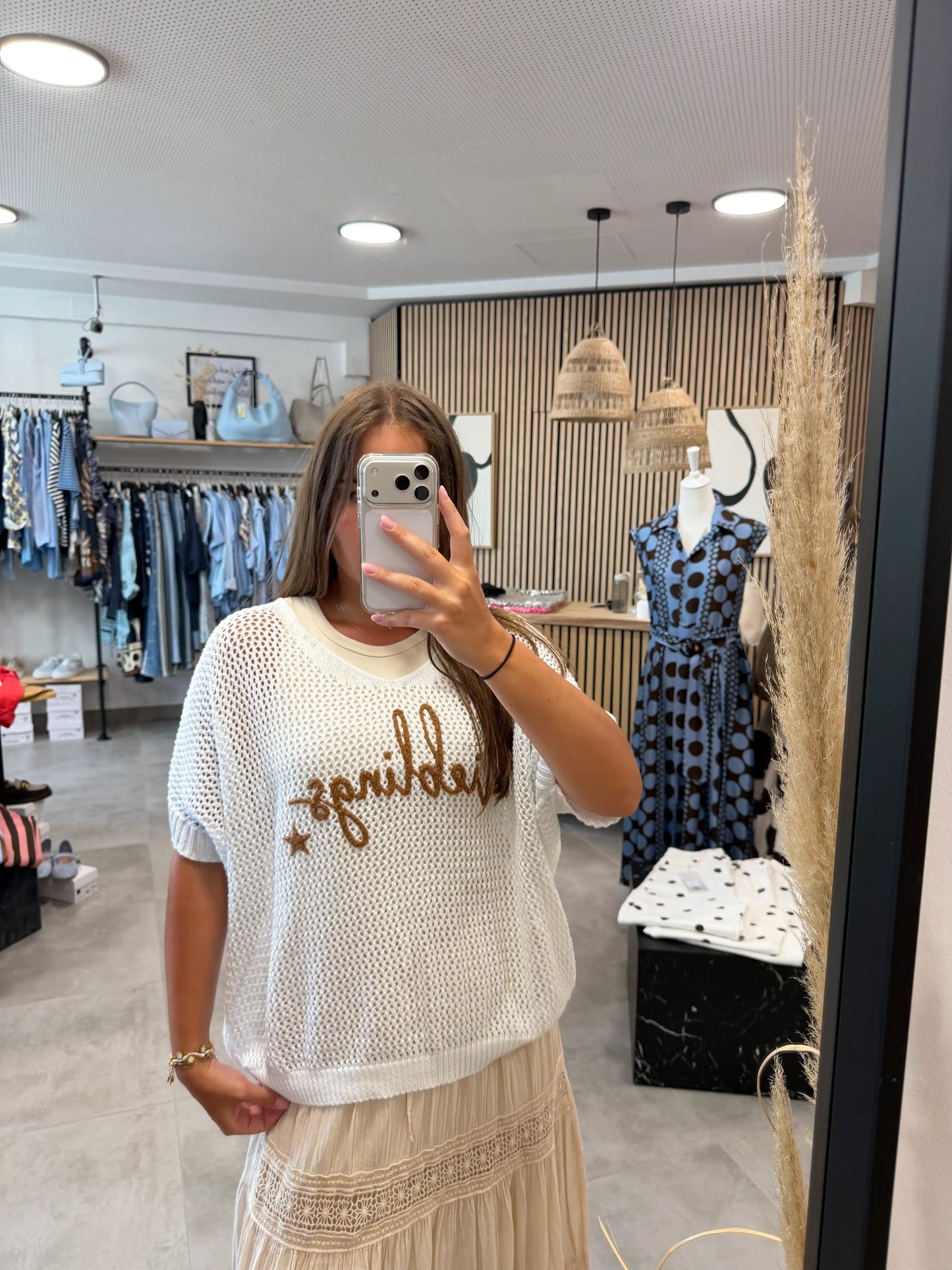 Strickpullover "Lieblings" Weiß