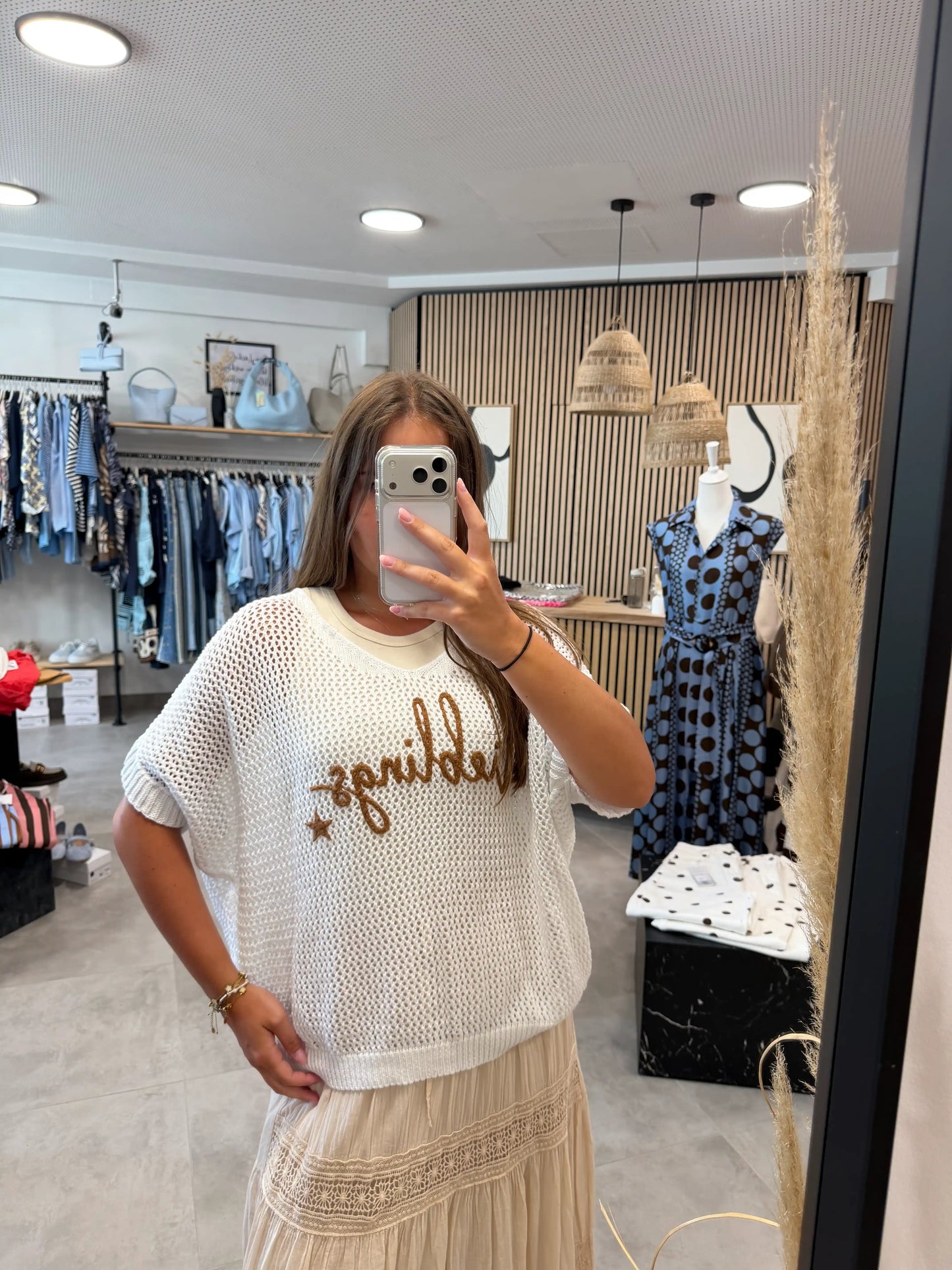 Strickpullover "Lieblings" Weiß