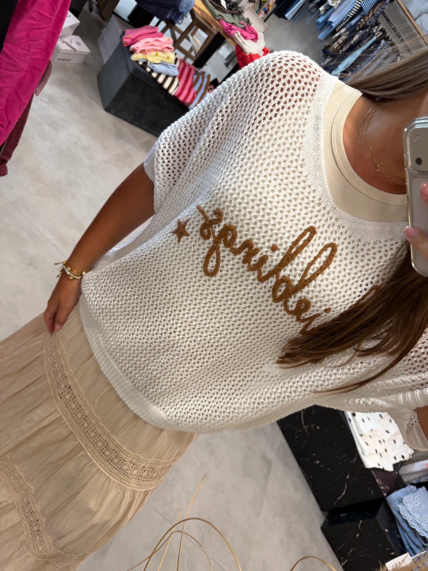Strickpullover "Lieblings" Weiß
