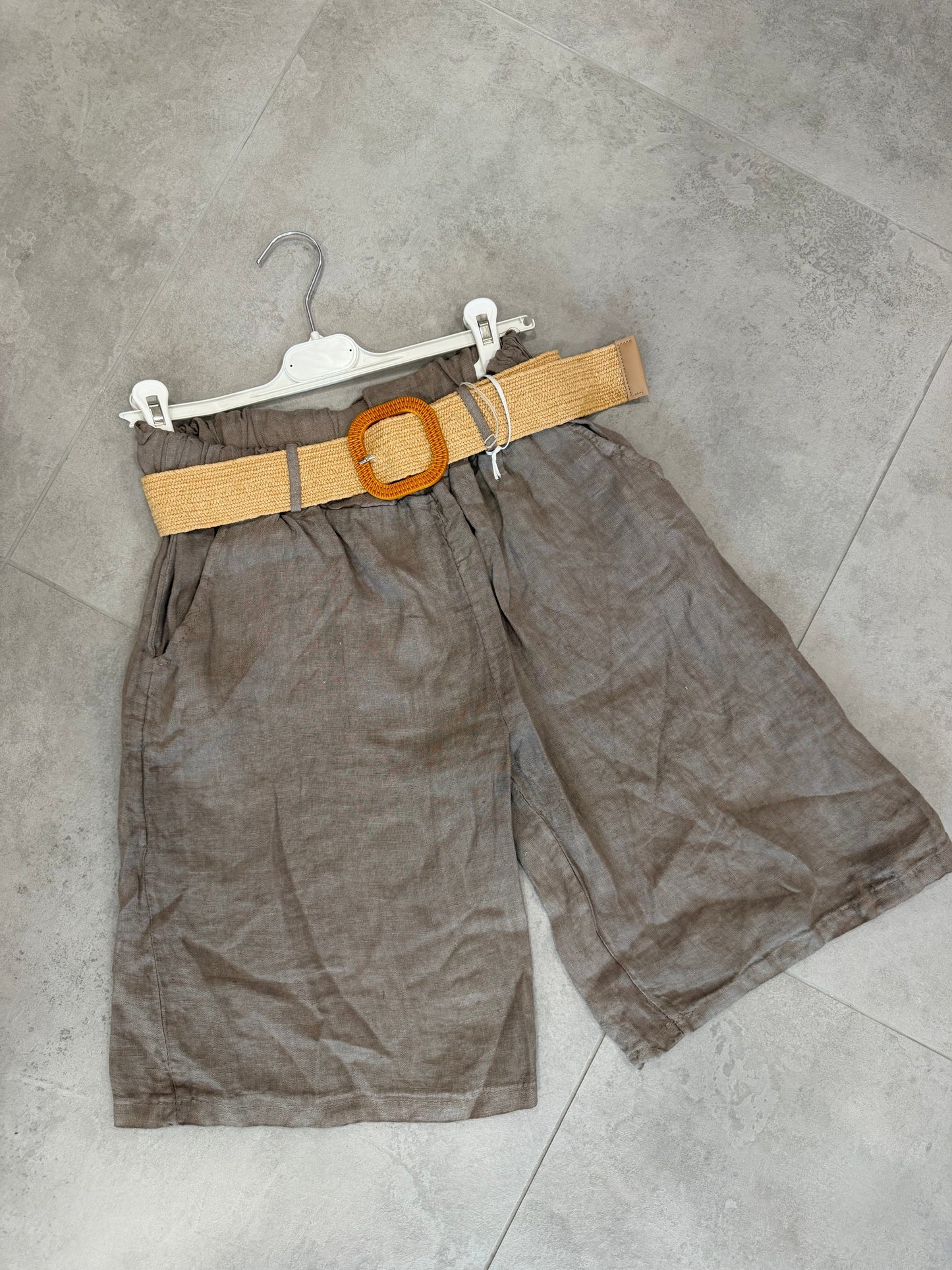Leinen-Bermuda Mocca