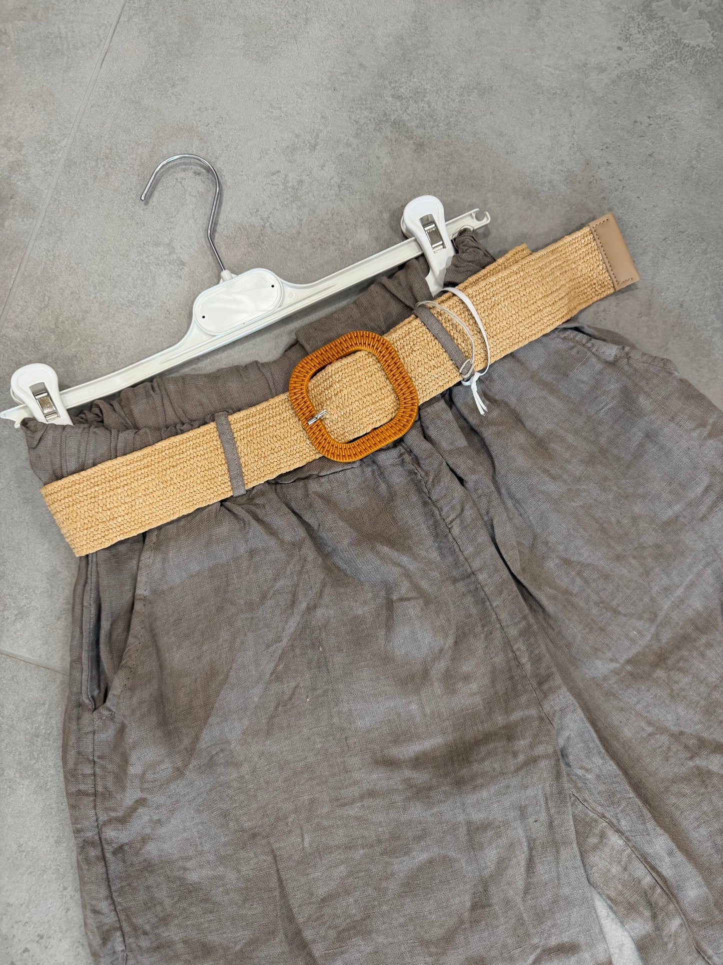 Leinen-Bermuda Mocca