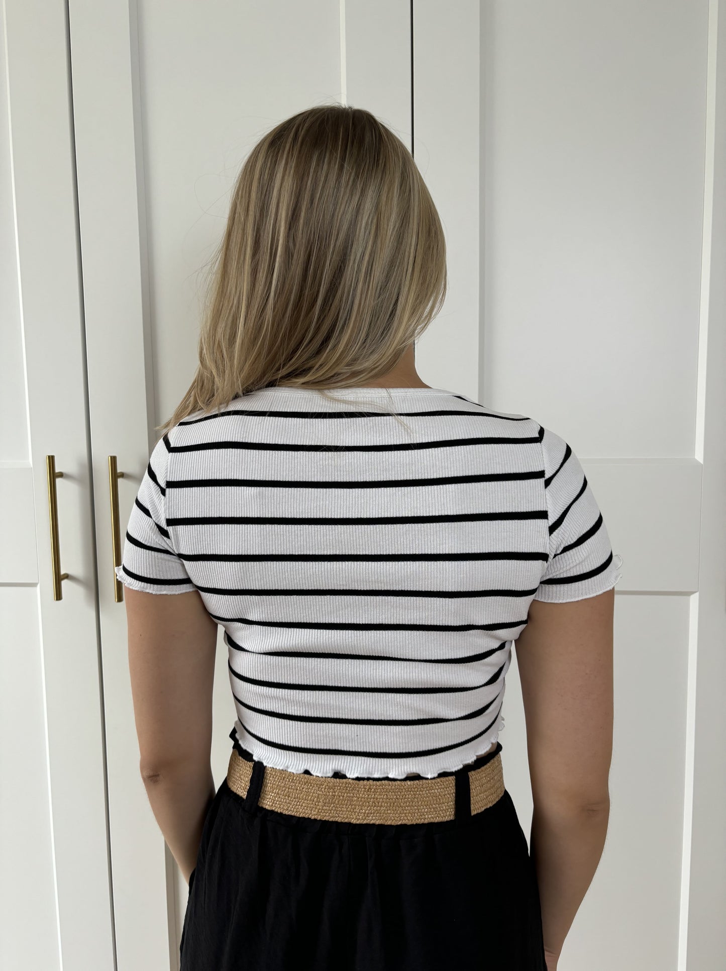 Crop Top mit Streifen Weiß