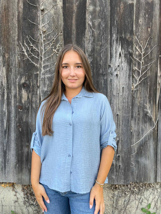 Bluse "Rusty" Mittelblau