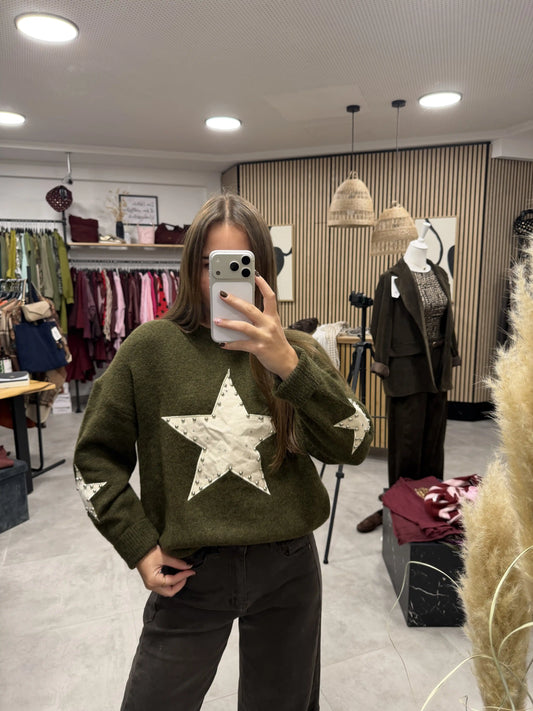 Pullover "Stardust" Olivegrün