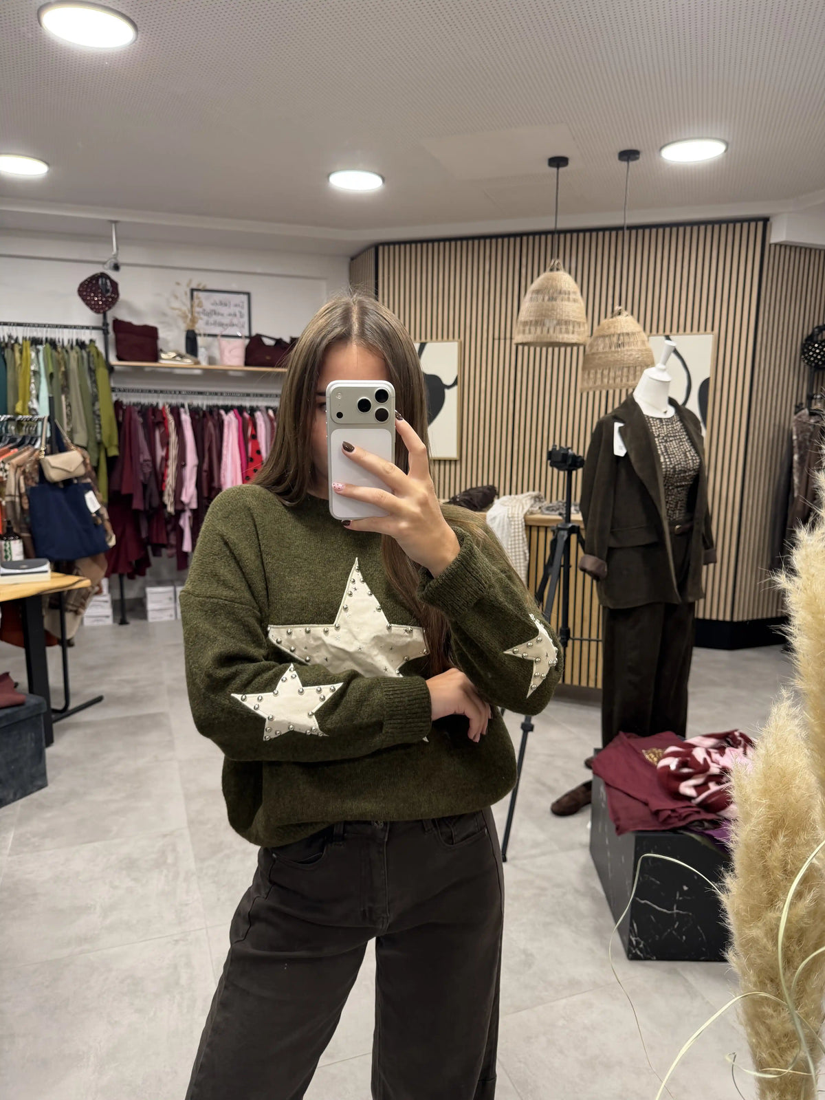 Pullover "Stardust" Olivegrün
