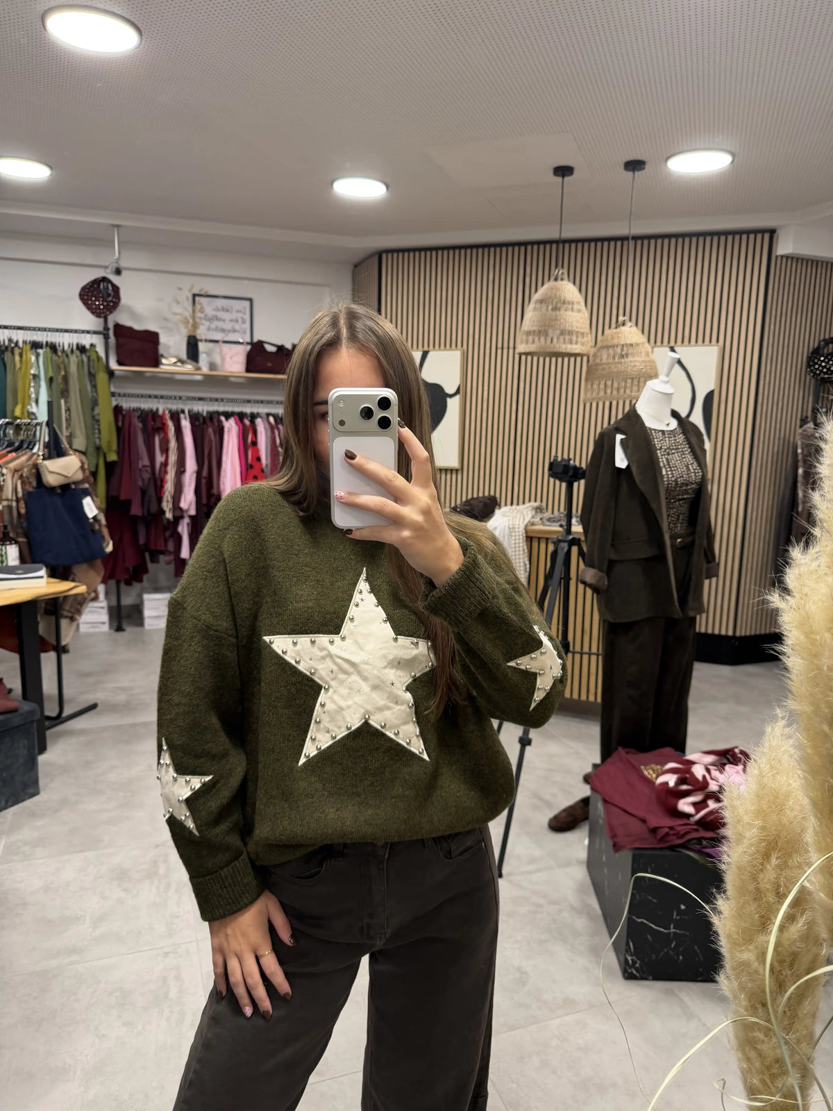 Pullover "Stardust" Olivegrün
