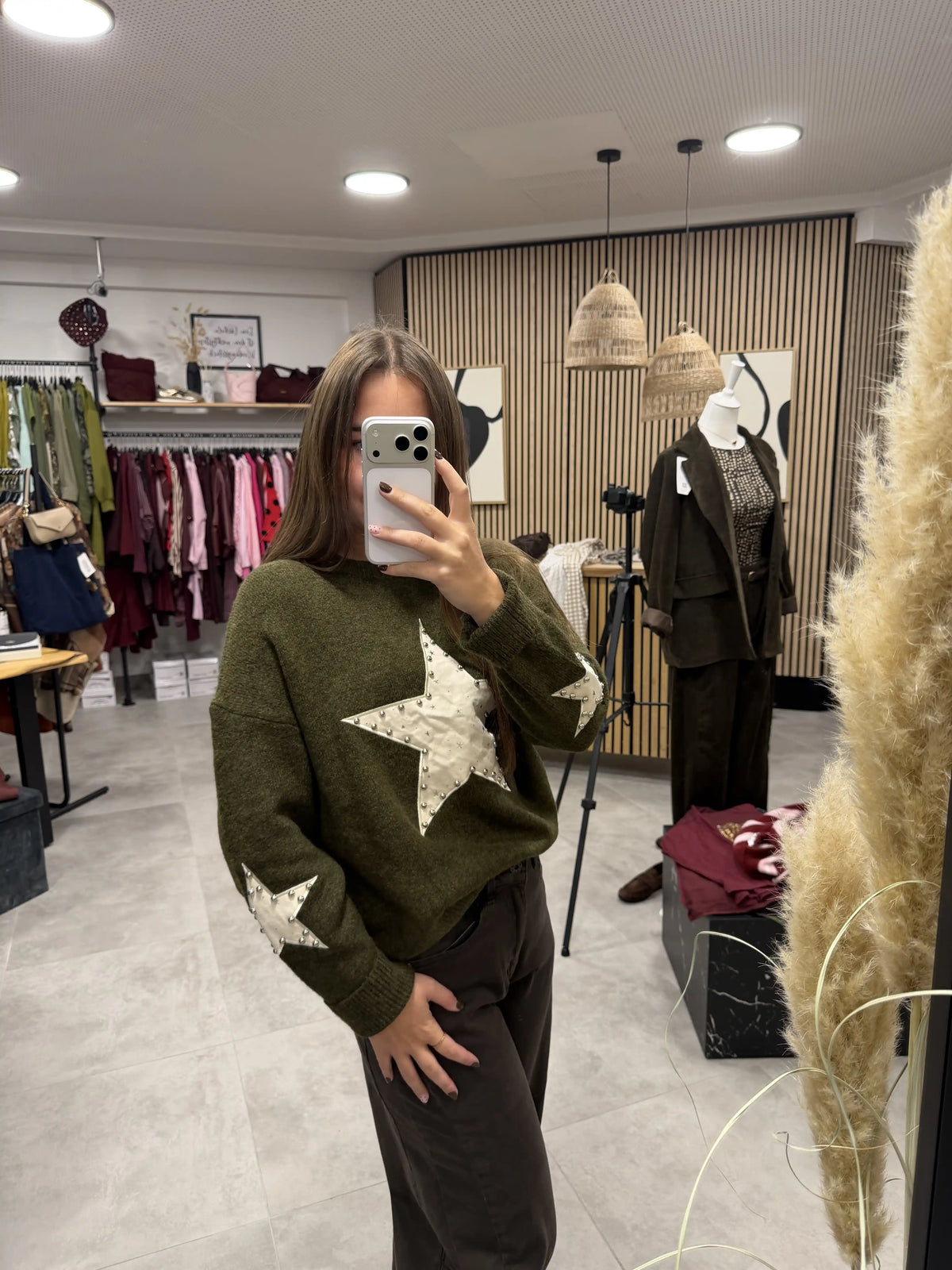 Pullover "Stardust" Olivegrün