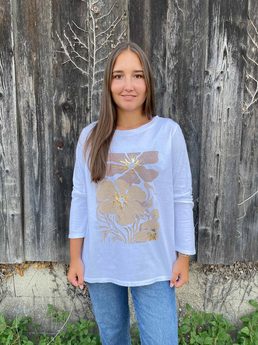 Langarmshirt "Floraly" Weiß