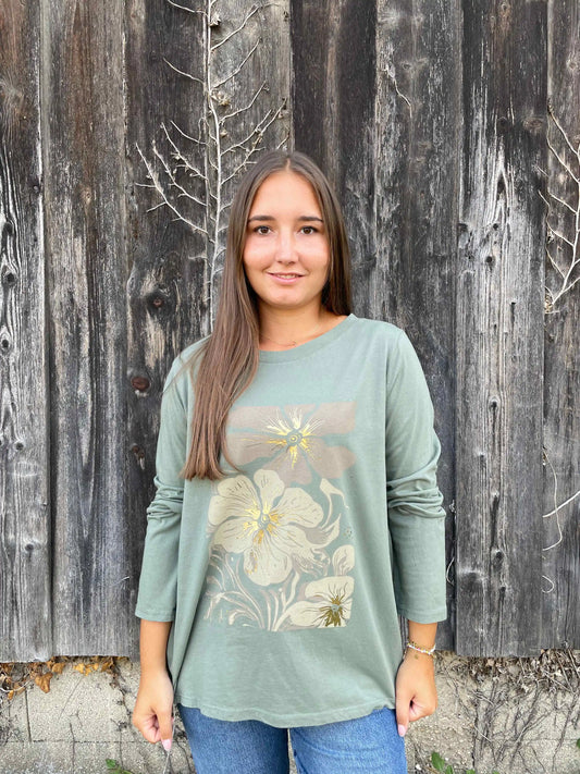 Langarmshirt "Floraly" Olivegrün