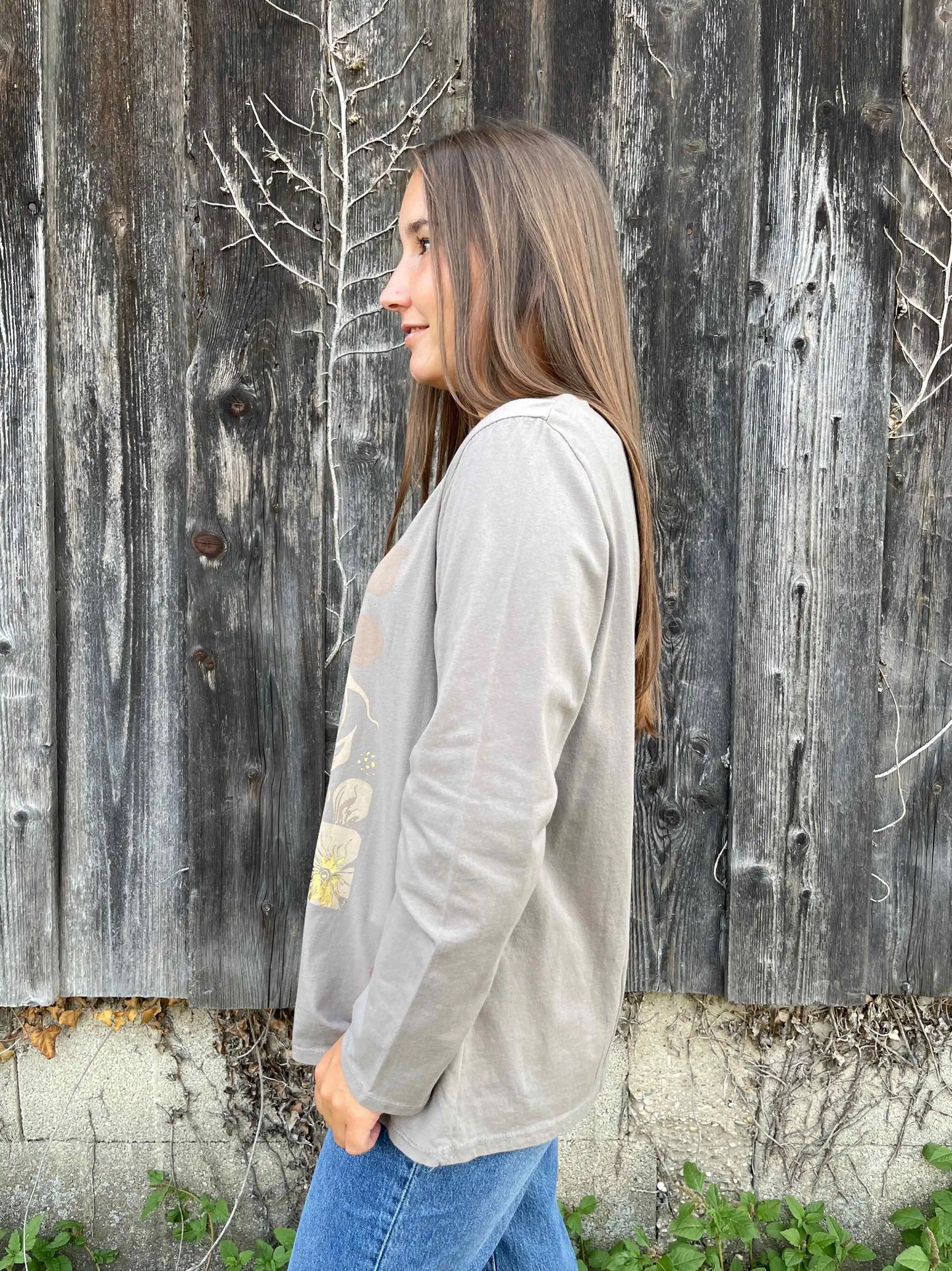 Langarmshirt "Floraly" Taupe