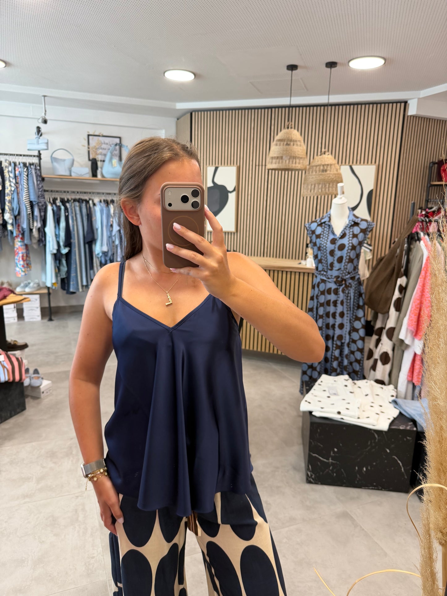 Satinbluse Dunkelblau