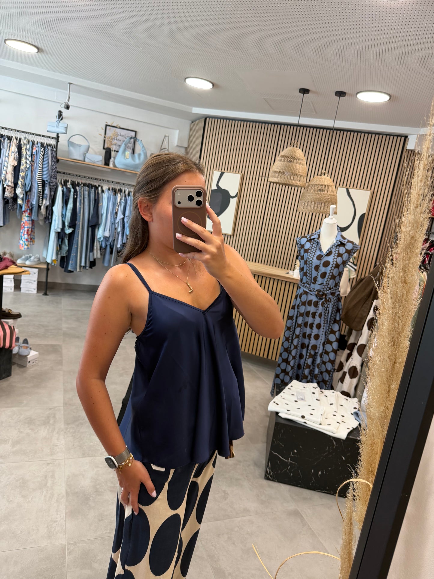 Satinbluse Dunkelblau