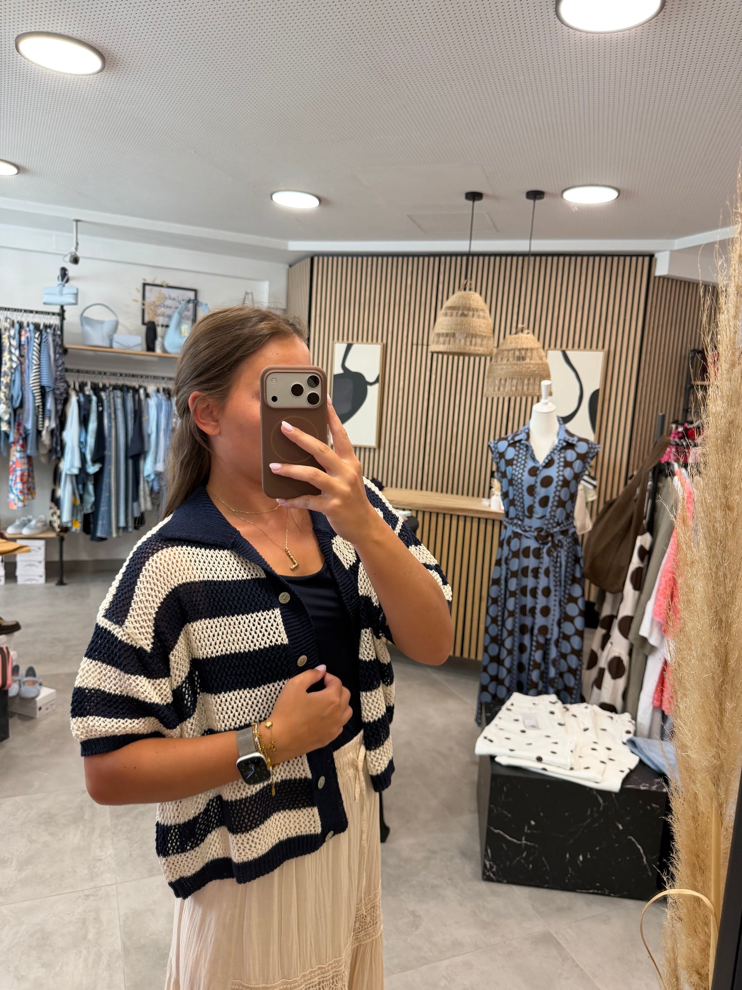 Bluse "Skyline Knit" Dunkelblau