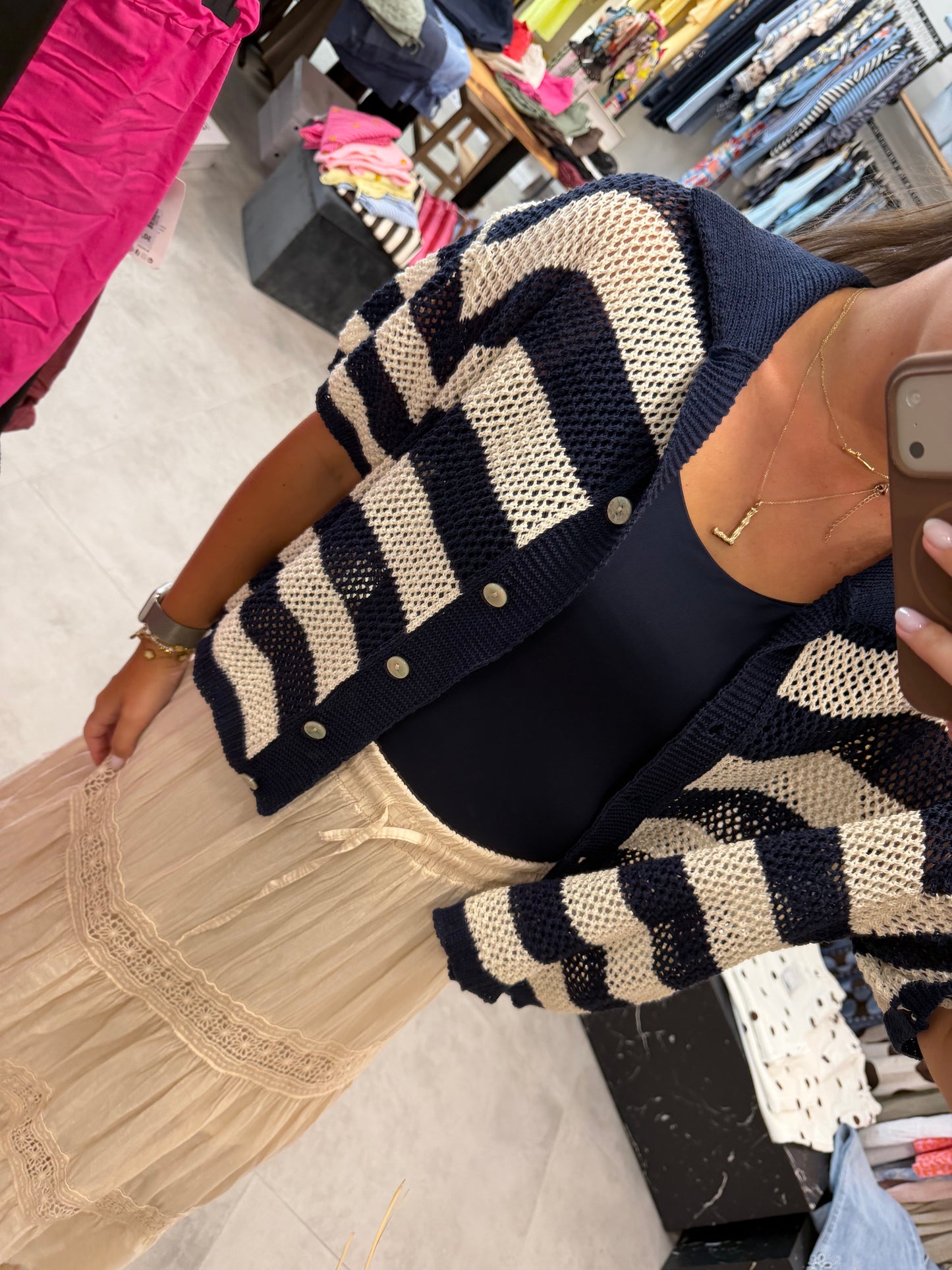 Bluse "Skyline Knit" Dunkelblau