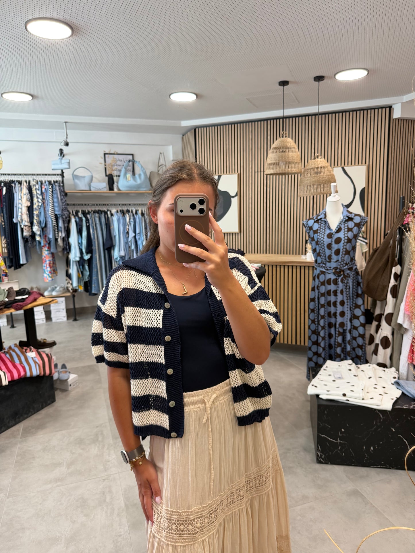 Bluse "Skyline Knit" Dunkelblau