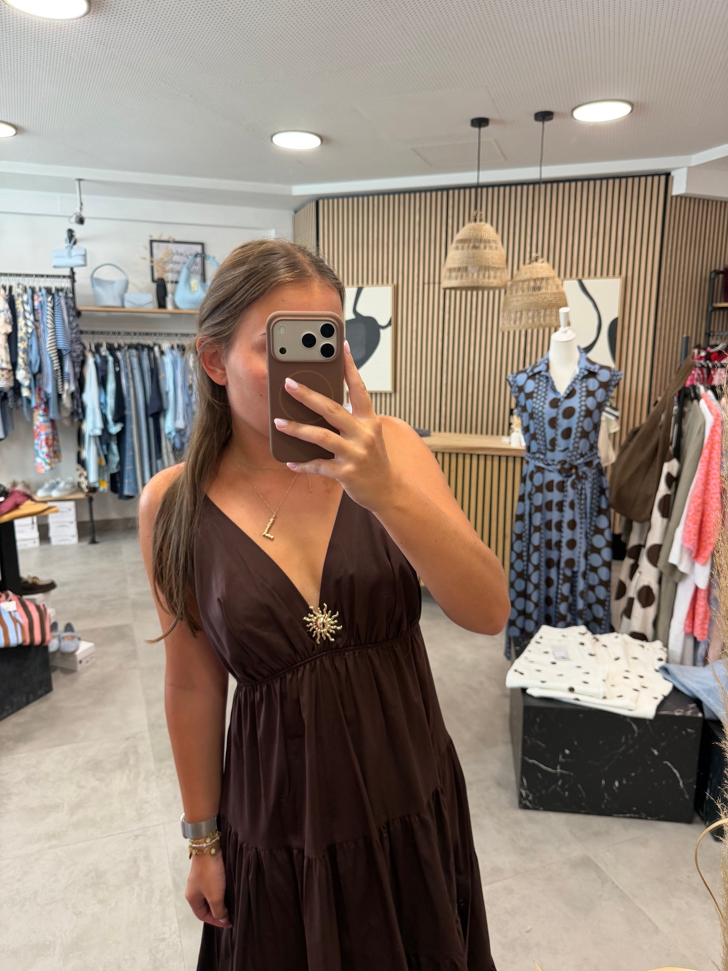 Kleid "Goldsonne" Schokobraun