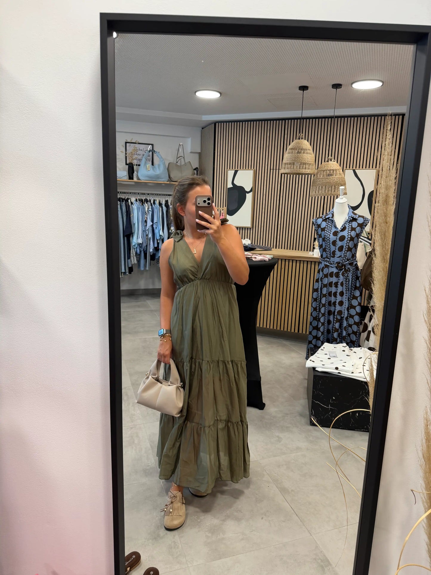 Kleid geschnürt Olive