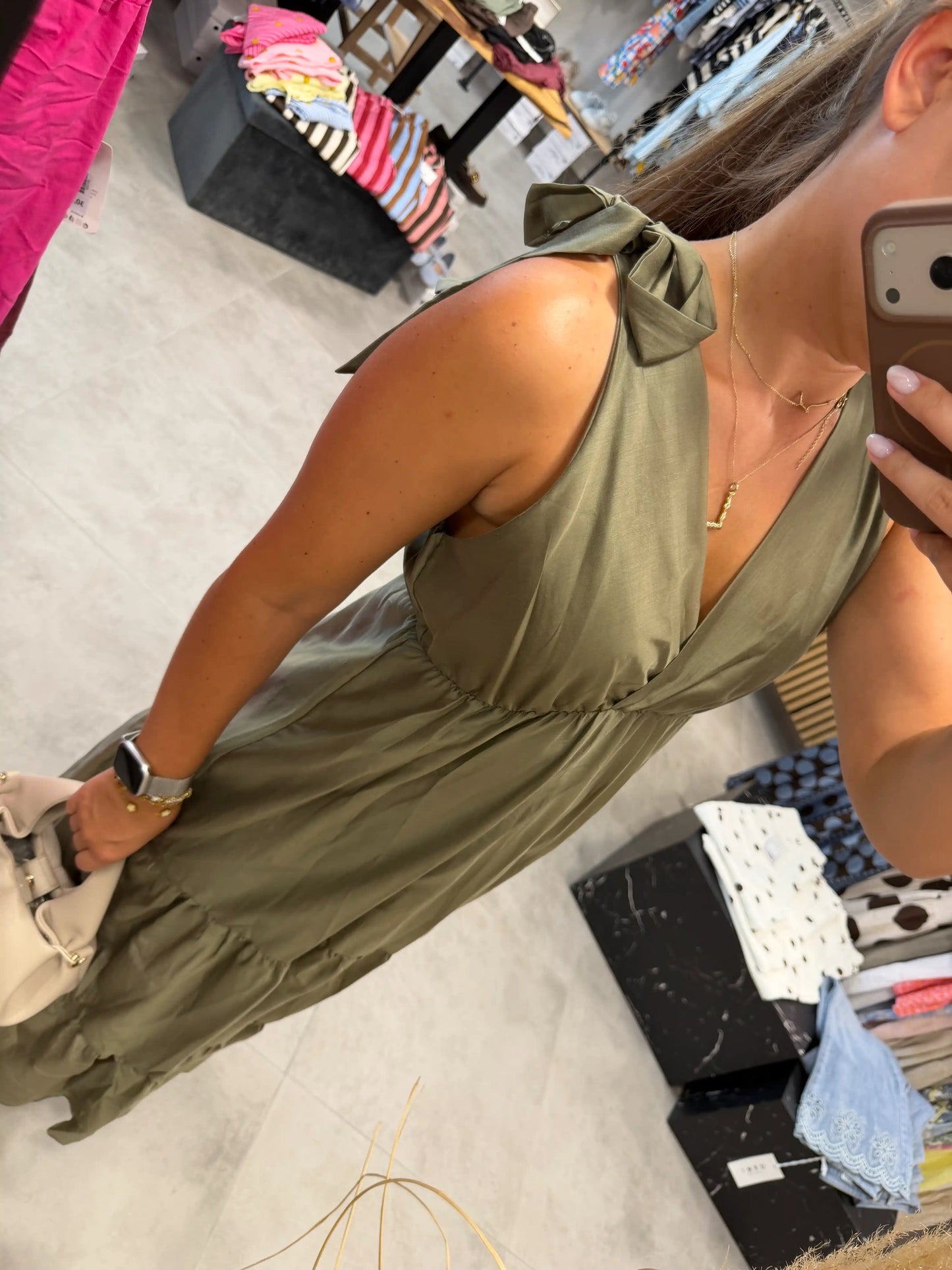 Kleid geschnürt Olive