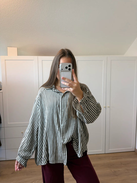 Musselinbluse "Streifen" Schokobraun