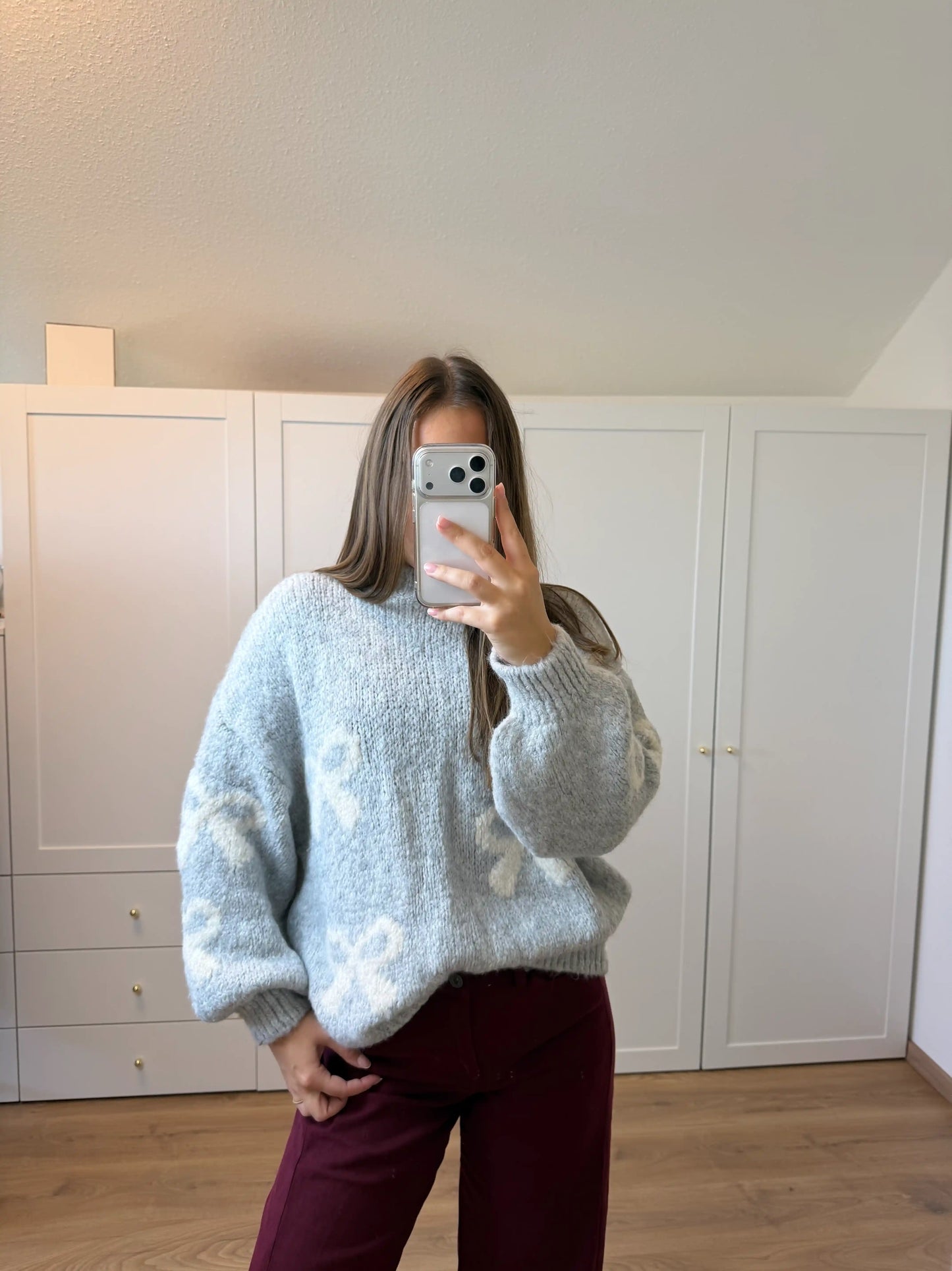Pullover "Schleifen" Grau