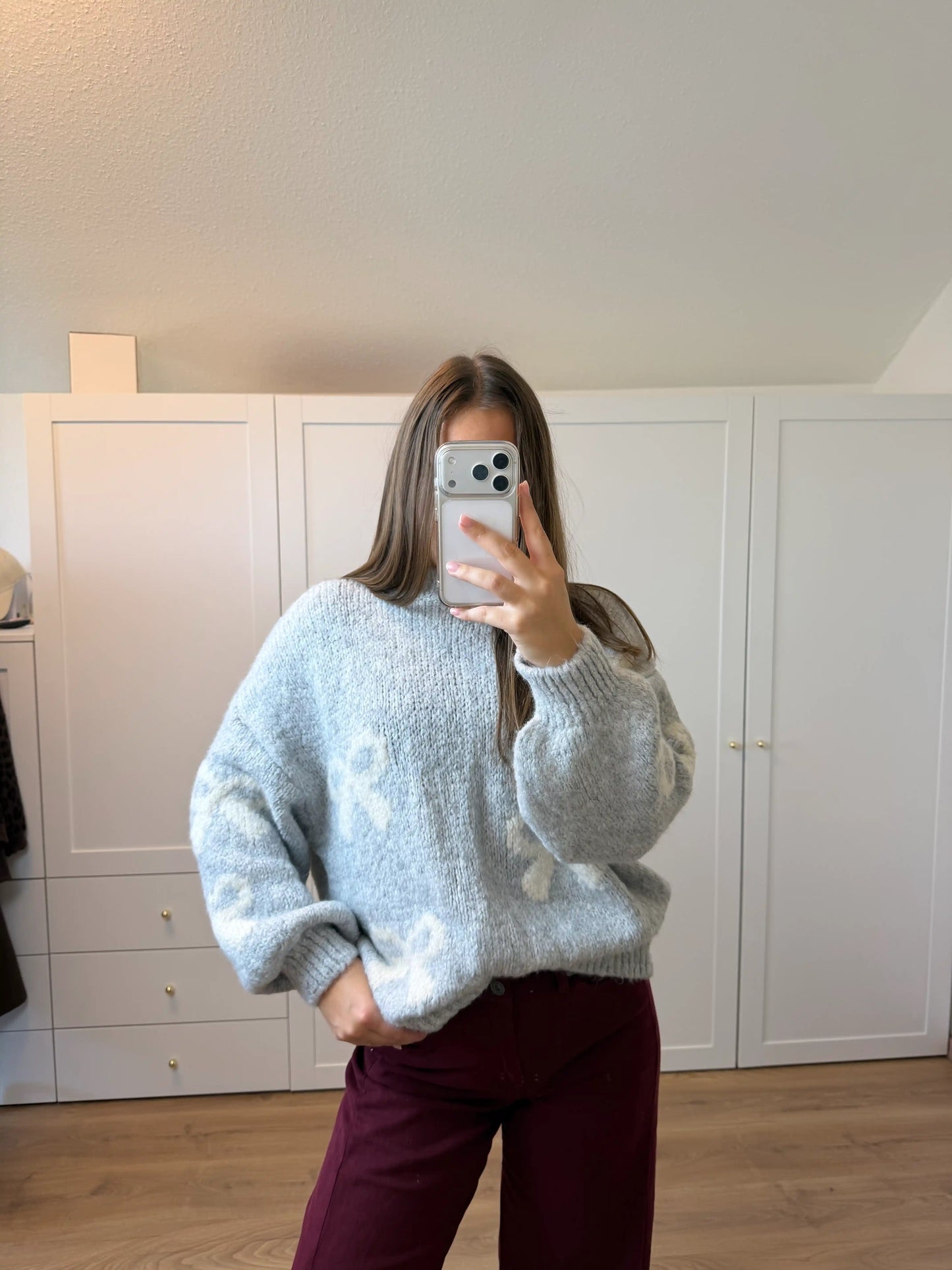 Pullover "Schleifen" Grau
