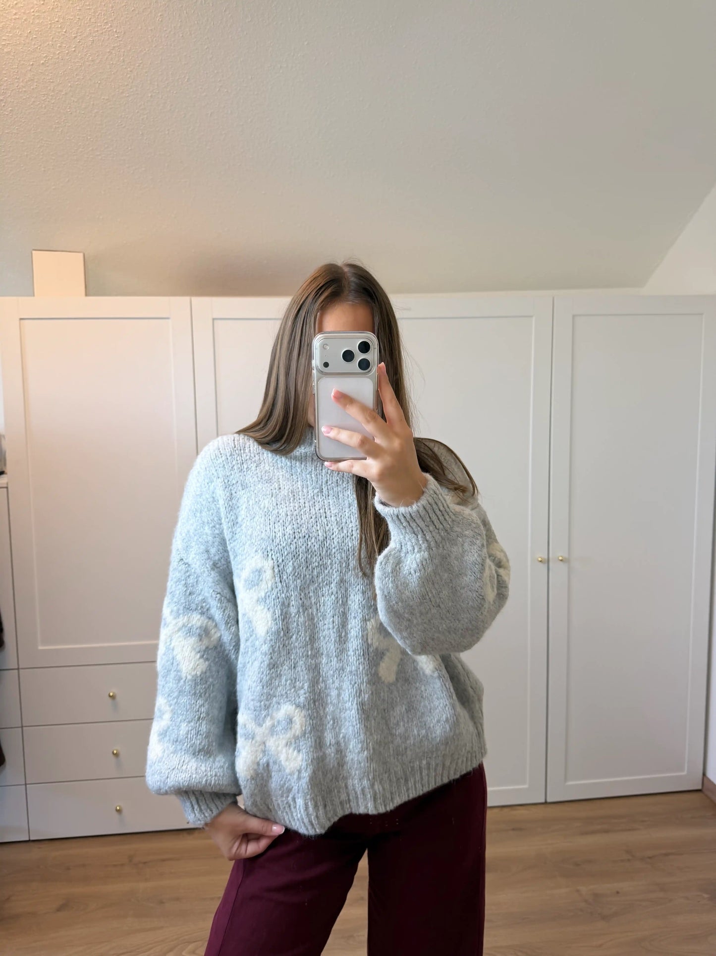 Pullover "Schleifen" Grau