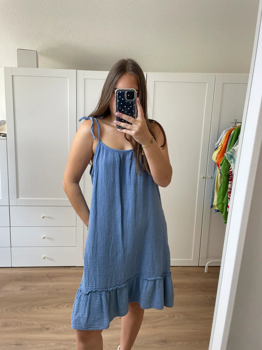 Musselinkleid "Cali" Blau