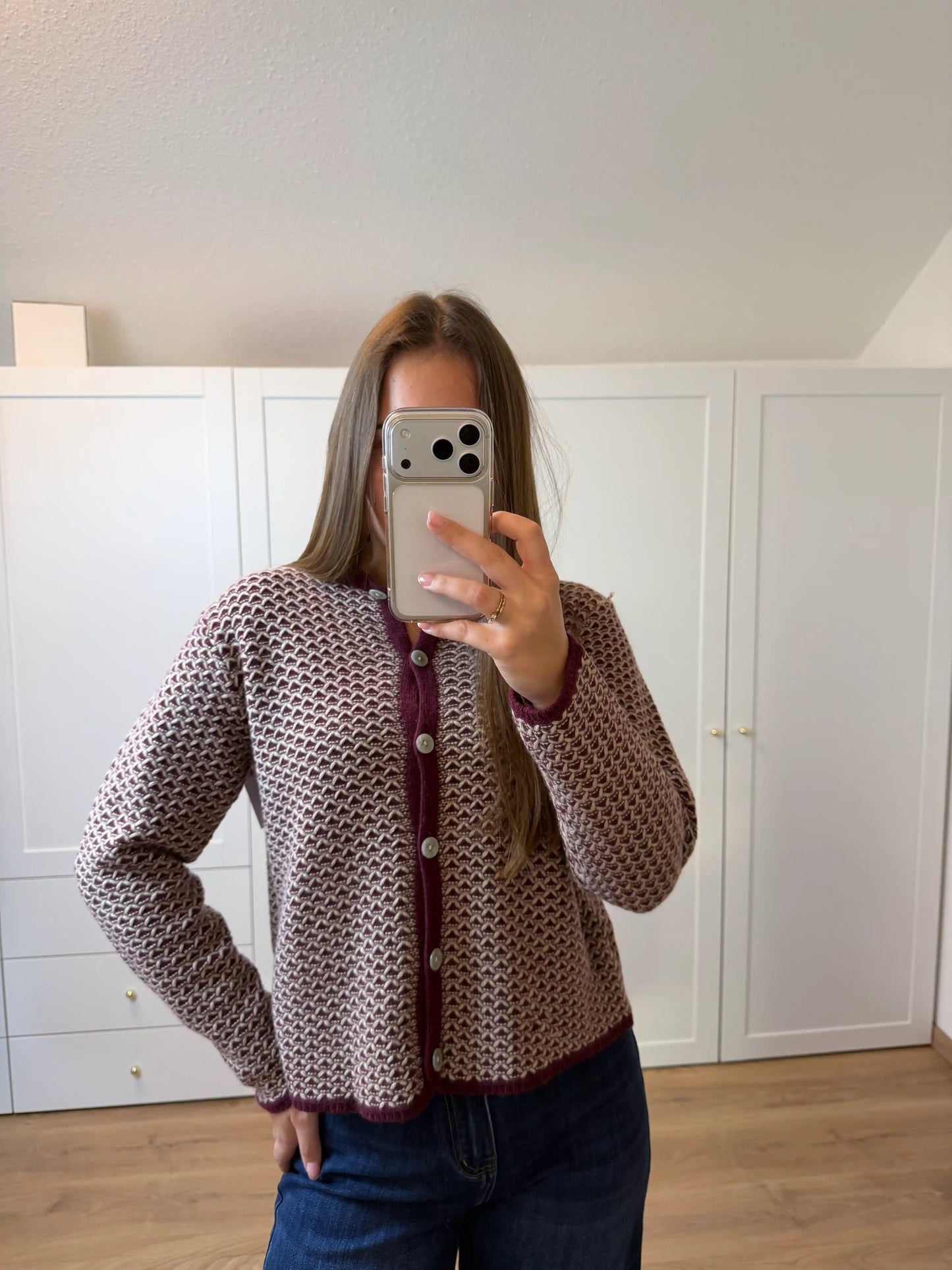 Strickweste "Grafical" Weinrot