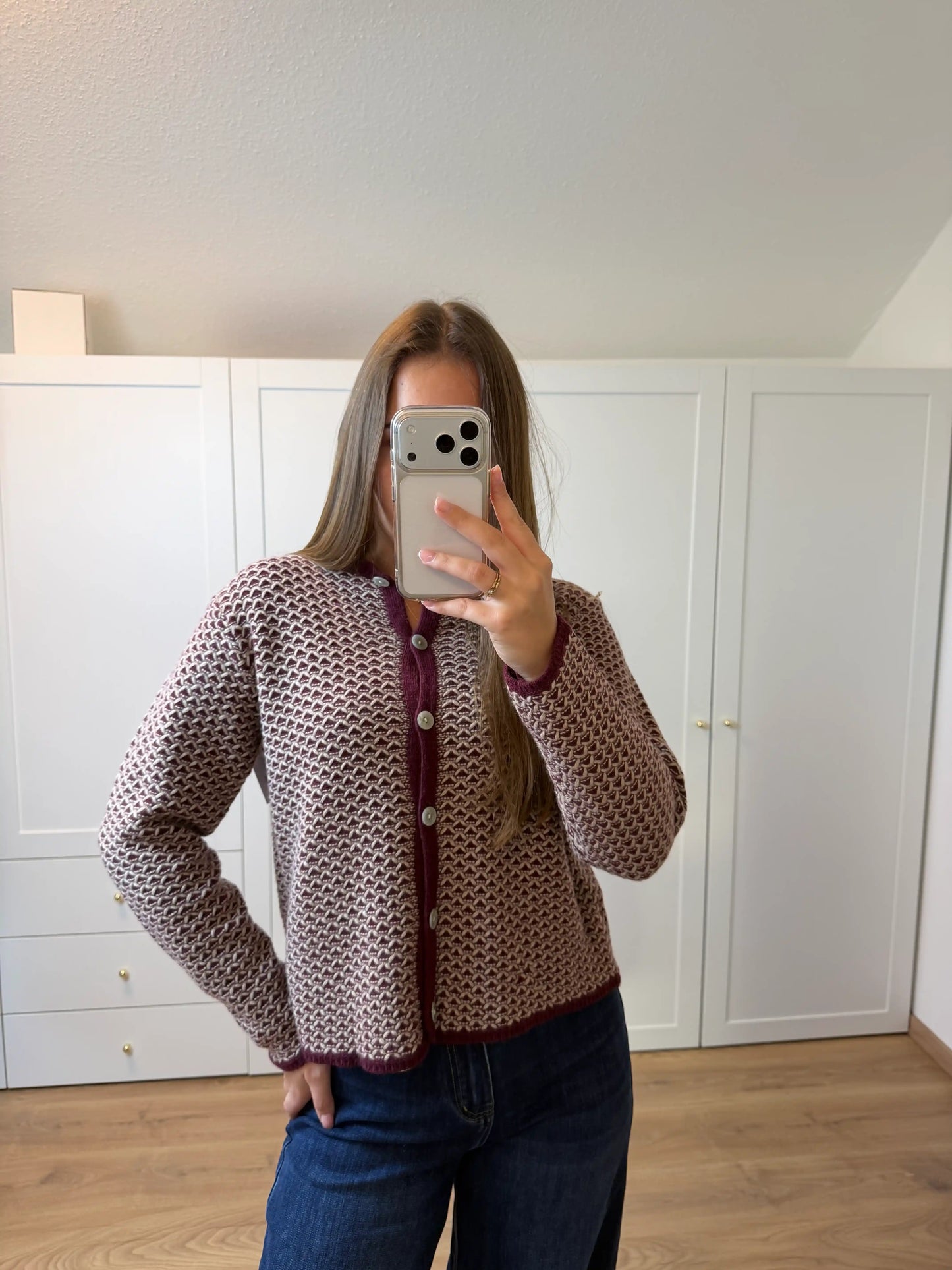 Strickweste "Grafical" Weinrot